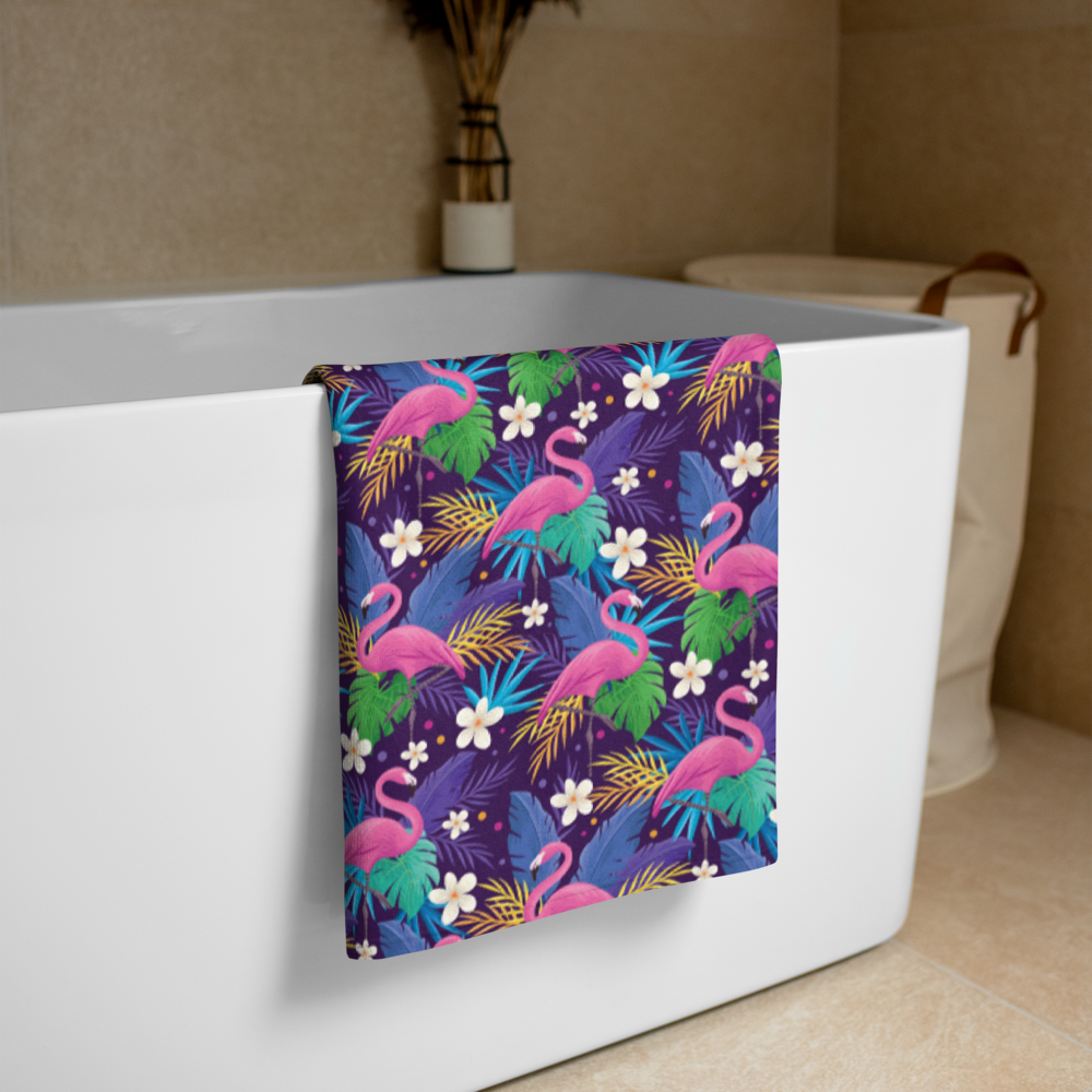 Vibrant Flamingo Beach Towel, Tropical Summer Pool Towel, Lightweight Travel Towel, Perfect for Vacation - Image 3