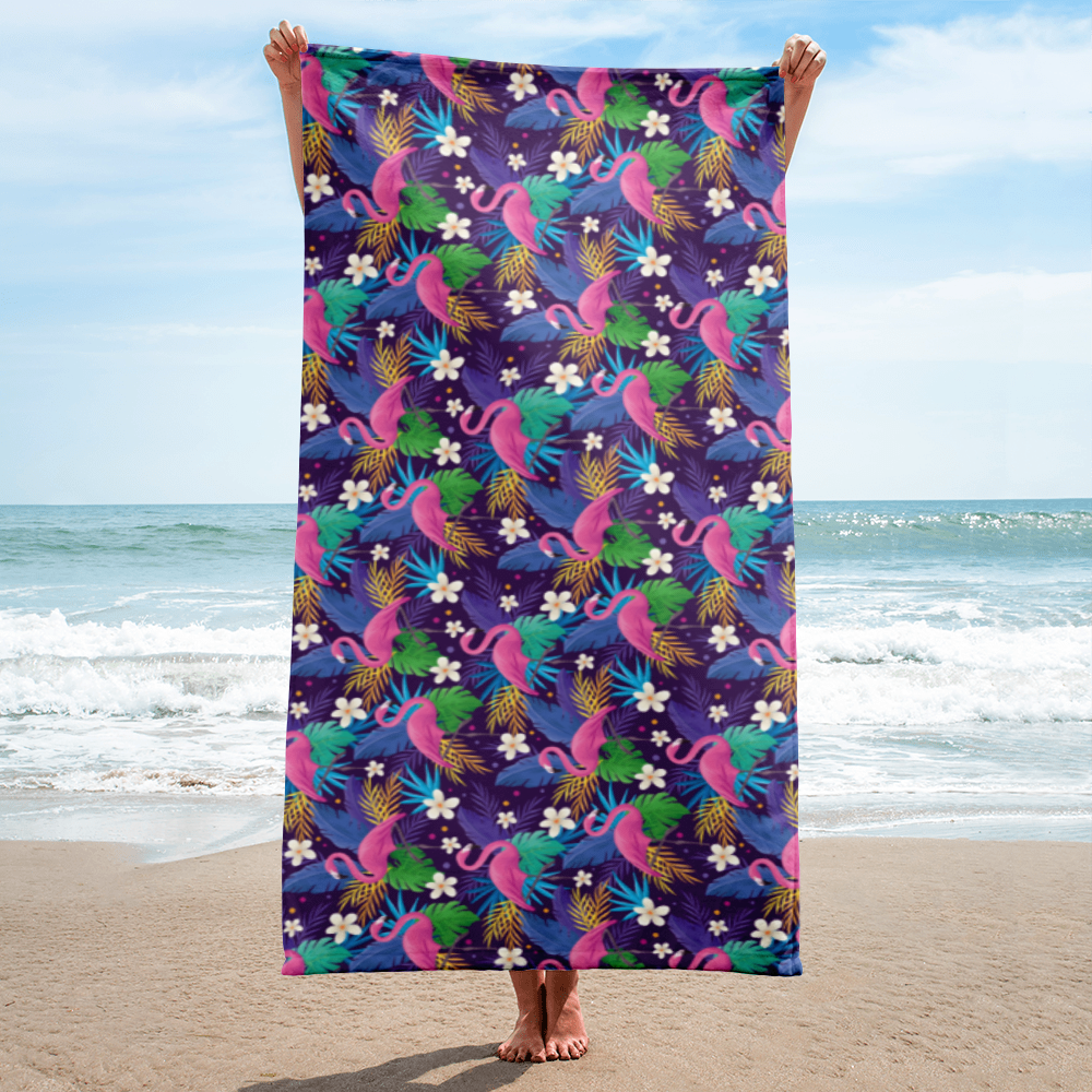 Vibrant Flamingo Beach Towel, Tropical Summer Pool Towel, Lightweight Travel Towel, Perfect for Vacation - Image 5
