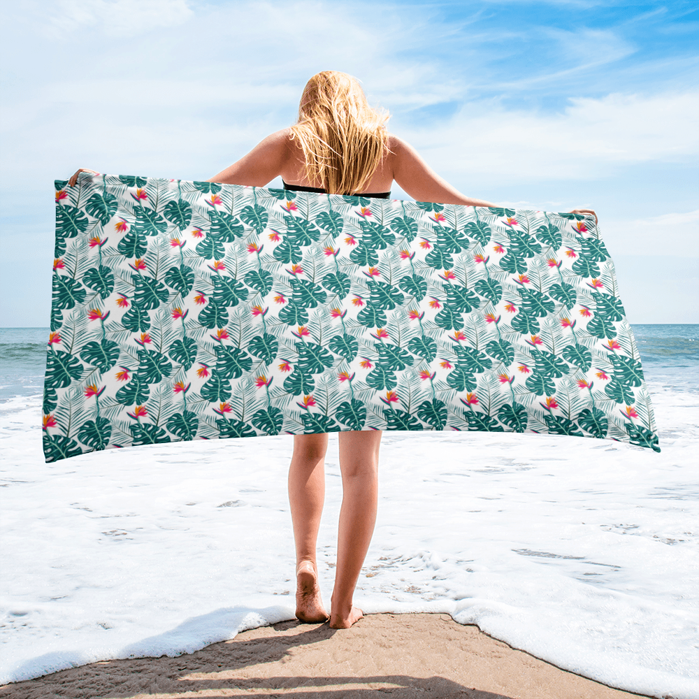 Tropical Leaf Beach Towel, Summer Towel, Poolside Accessory, Vacation Essentials, Gift for Beach Lovers, Tropical Decor - Image 4