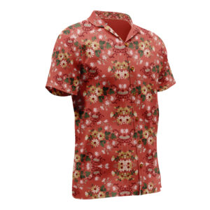 Vintage Floral Hawaiian Shirt, Retro Red Camp Collar Shirt, Blurred Flower Print Summer Button-Up for Men
