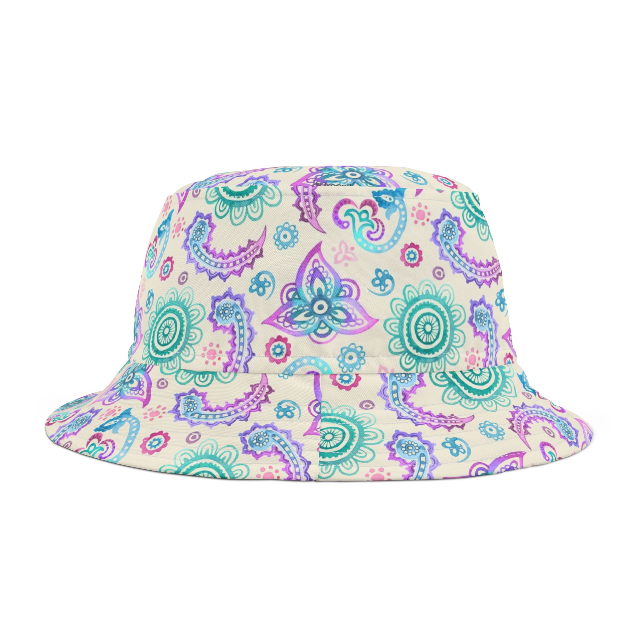Pastel Paisley Bucket Hat, Soft Boho Tie-Dye Vibes for Spring & Summer