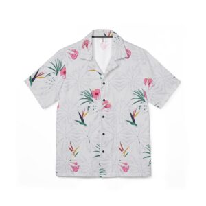 Tropical Hawaiian Camp Shirt for Men, Summer Vacation Shirt, Luau Party Attire, Casual Beach Wear, Gifts for Him, Floral Print Shirt