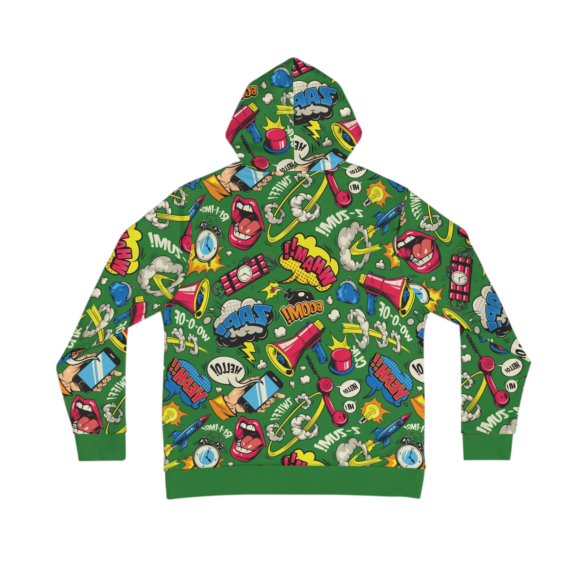 BOOM ZAP Green Hoodie, Vibrant Comic Pop Art Streetwear - Image 3