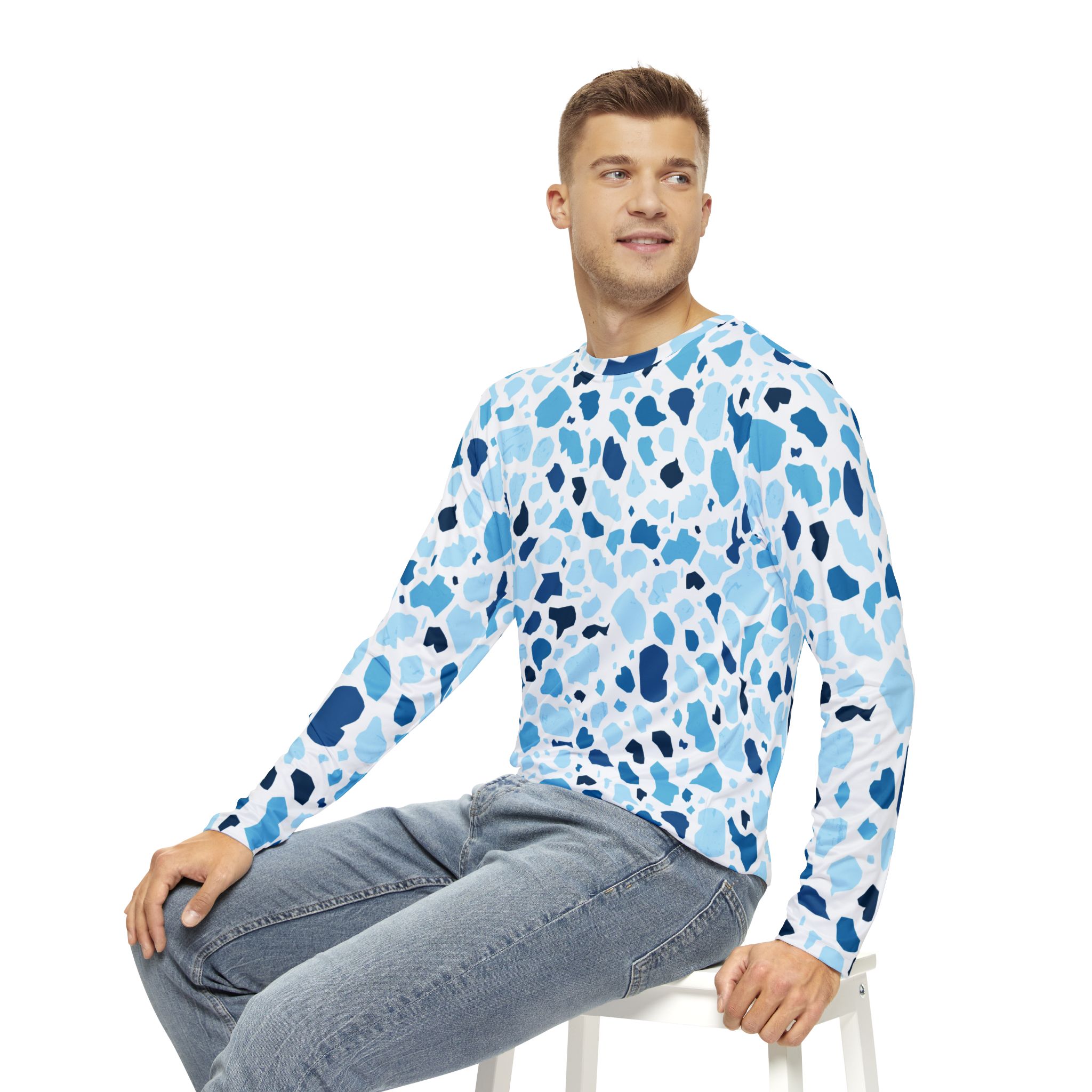 Cool Watercolor Pattern Men's Long Sleeve Shirt, Casual Top, Gift for Him, Stylish Shirt, Everyday Wear, Summer Shirt - Image 7