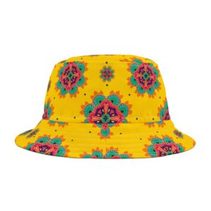 Mandala Sunburst Bucket Hat, Bold Bohemian Print