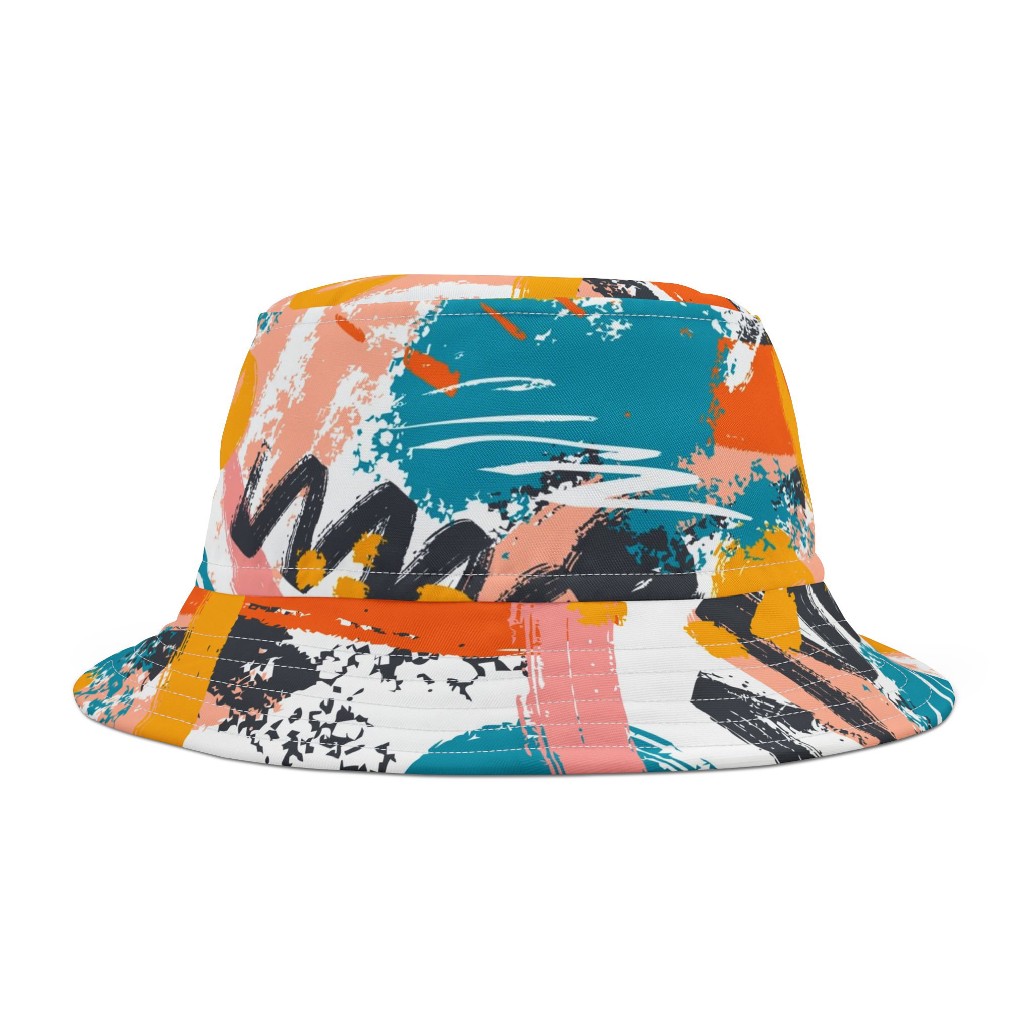 Abstract Graffiti Bucket Hat, Bold Streetwear Style, Colorful Unisex Summer Hat - Image 4