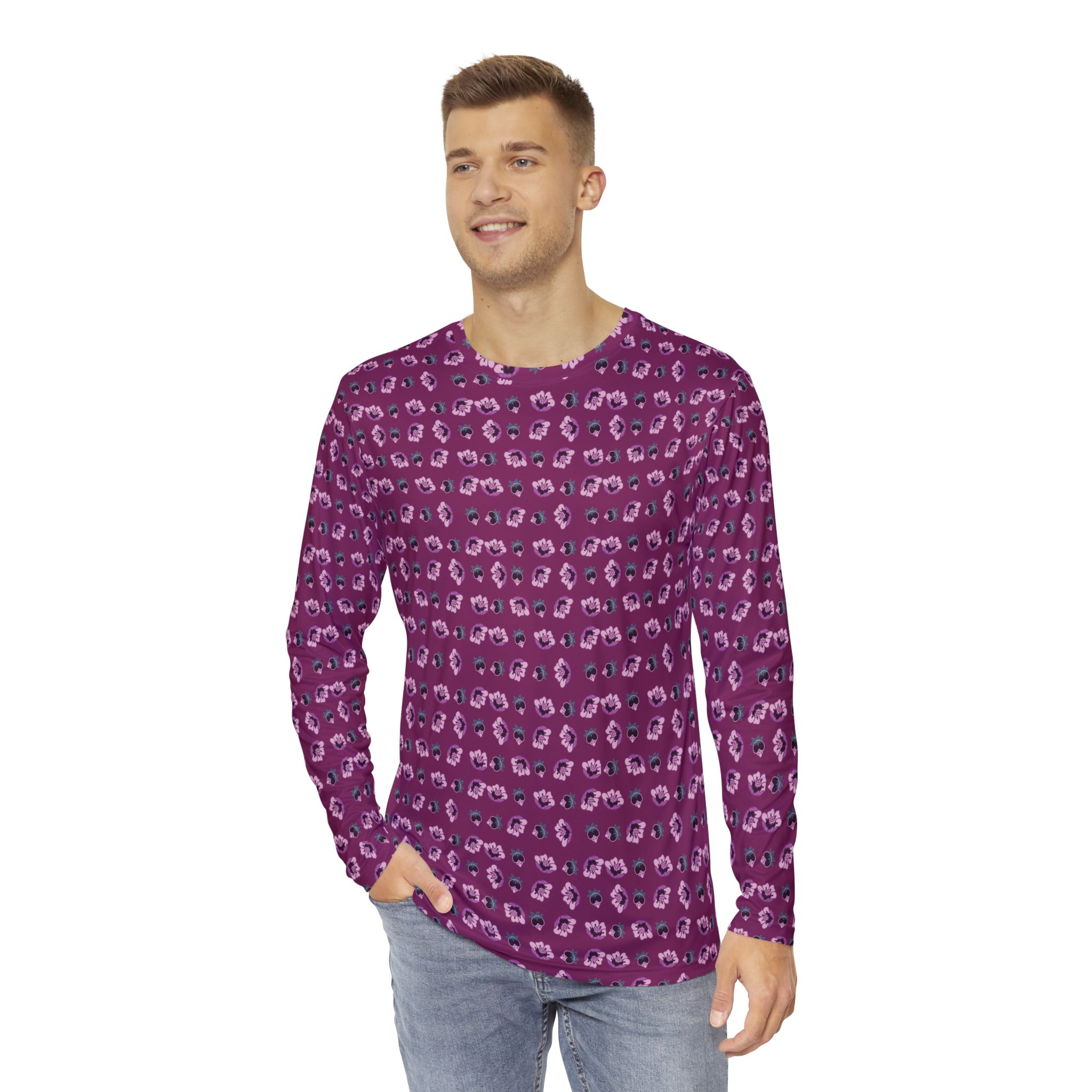 Men's Long Sleeve Shirt - Stylish and Comfortable AOP, Perfect for Casual Outings, Trendy Apparel, Gift for Him, Everyday Wear - Image 3