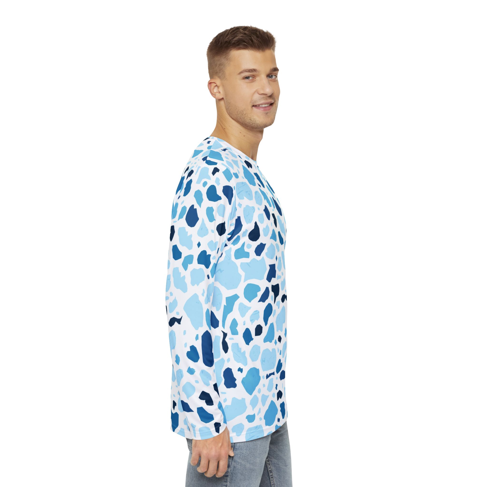 Cool Watercolor Pattern Men's Long Sleeve Shirt, Casual Top, Gift for Him, Stylish Shirt, Everyday Wear, Summer Shirt - Image 8