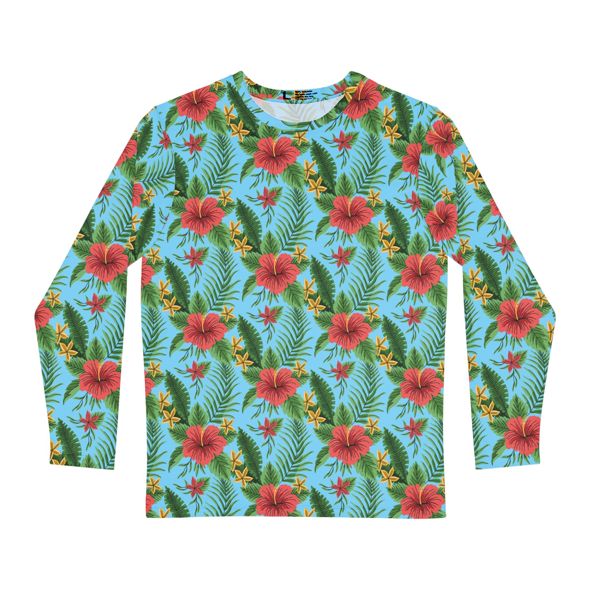 Vibrant Island Blue Long Sleeve Shirt, Beachwear, Summer Fashion, Vacation Outfit, Mens AOP Shirt, Gift for Him