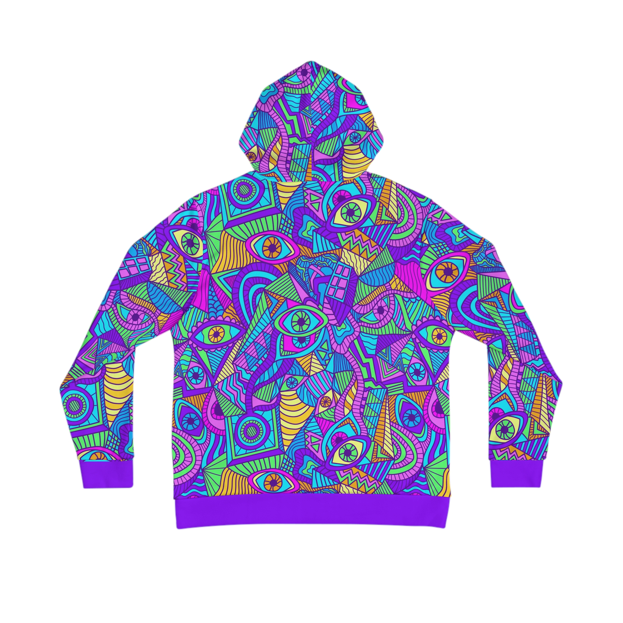 Psychedelic Tribal Hoodie, Neon Graffiti Print, Colorful Streetwear Hoodie, Festival Rave Hoodie, Bold Music Lover Gift, Trippy Pullover - Image 3