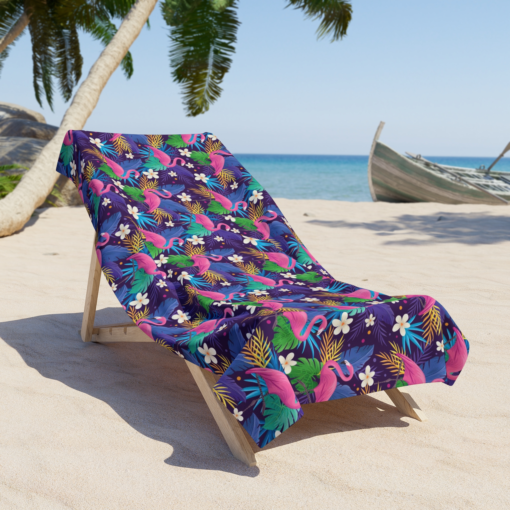 Vibrant Flamingo Beach Towel, Tropical Summer Pool Towel, Lightweight Travel Towel, Perfect for Vacation - Image 6
