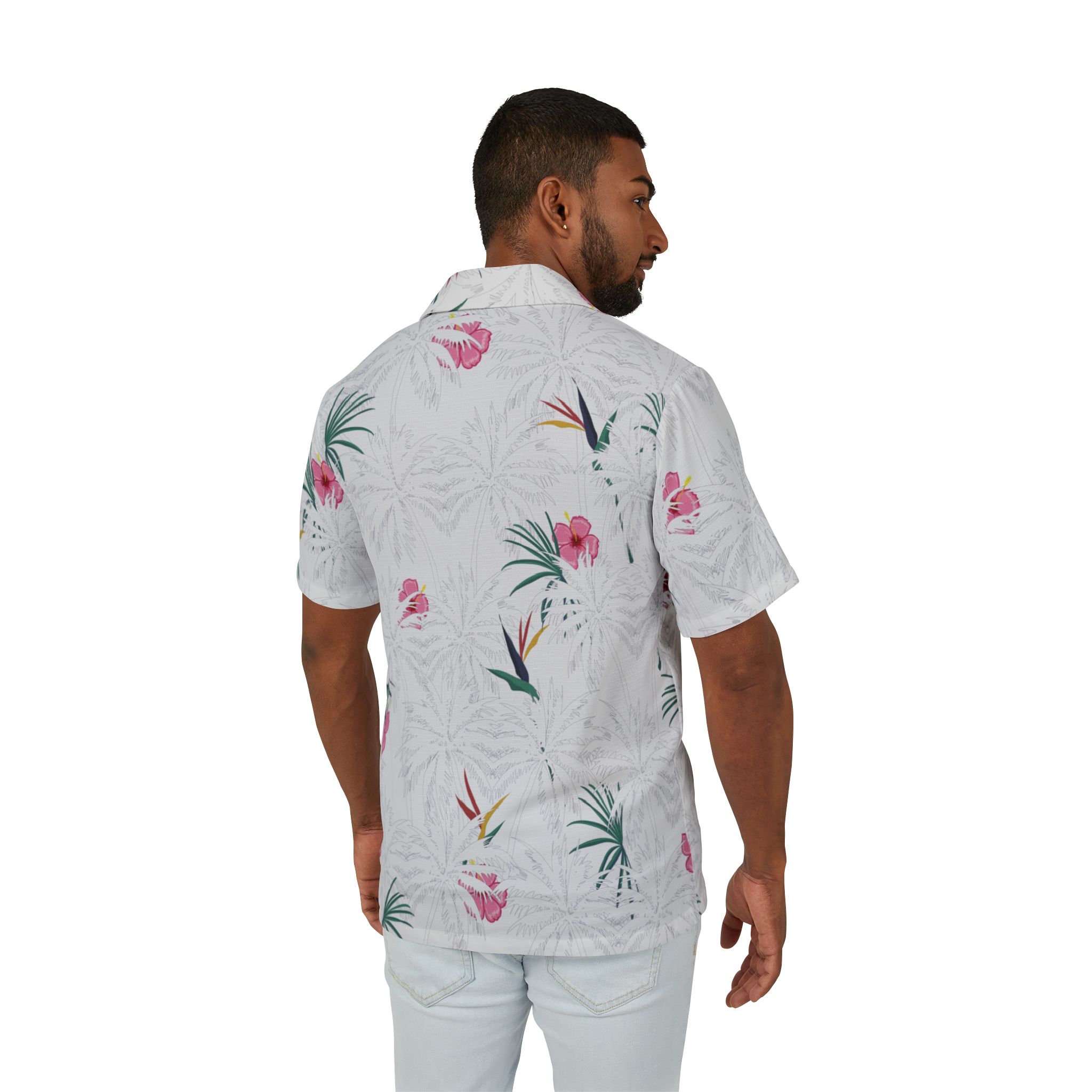Tropical Hawaiian Camp Shirt for Men, Summer Vacation Shirt, Luau Party Attire, Casual Beach Wear, Gifts for Him, Floral Print Shirt - Image 4