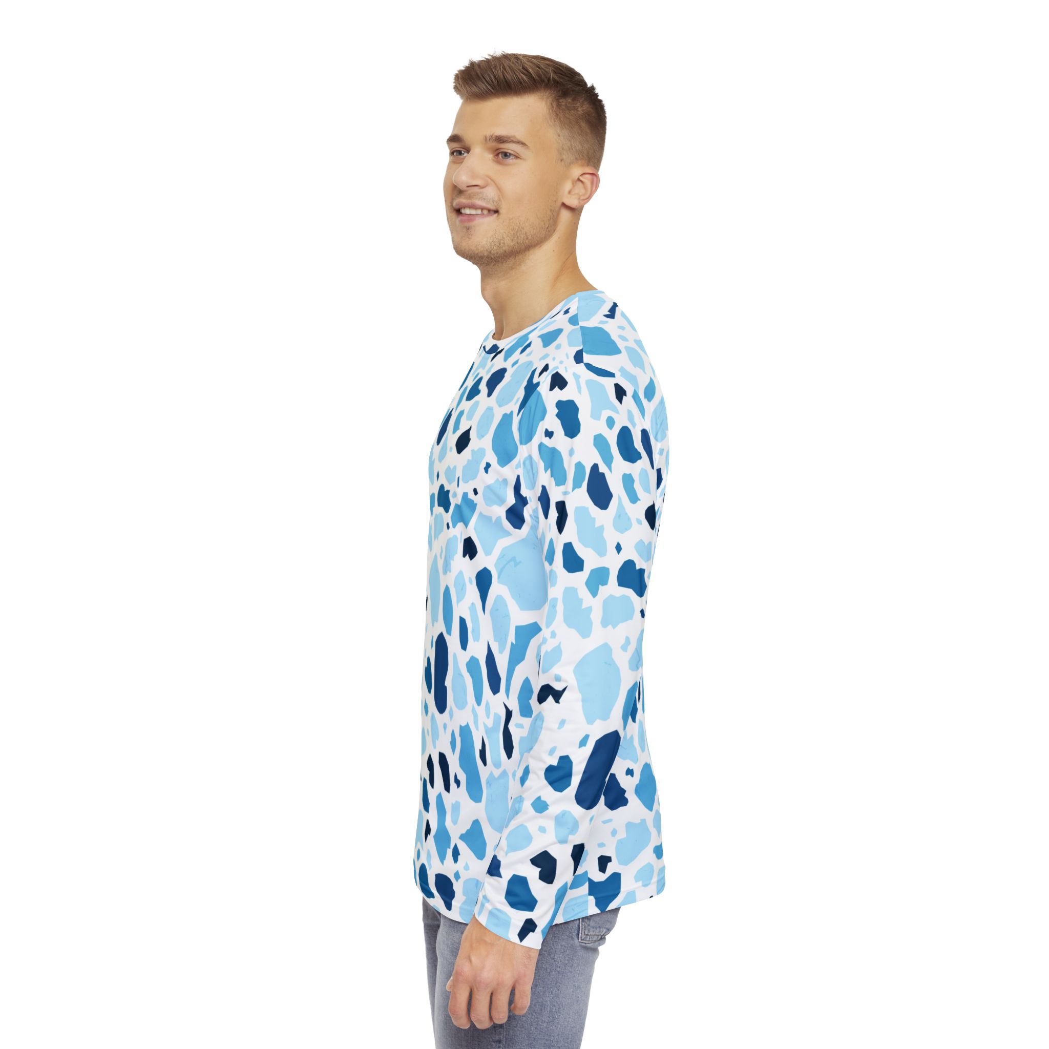 Cool Watercolor Pattern Men's Long Sleeve Shirt, Casual Top, Gift for Him, Stylish Shirt, Everyday Wear, Summer Shirt - Image 6