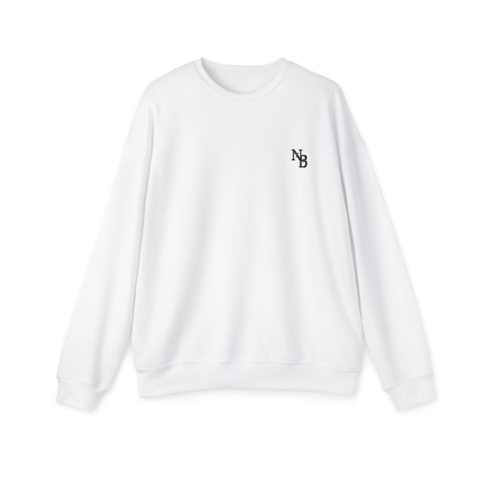 Minimalist White Sweatshirt, NB Unisex Crewneck, Casual Streetwear - Image 2