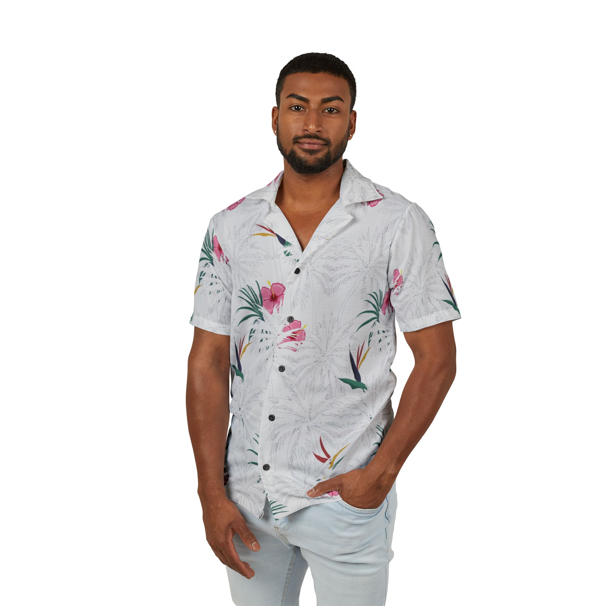 Tropical Hawaiian Camp Shirt for Men, Summer Vacation Shirt, Luau Party Attire, Casual Beach Wear, Gifts for Him, Floral Print Shirt - Image 3