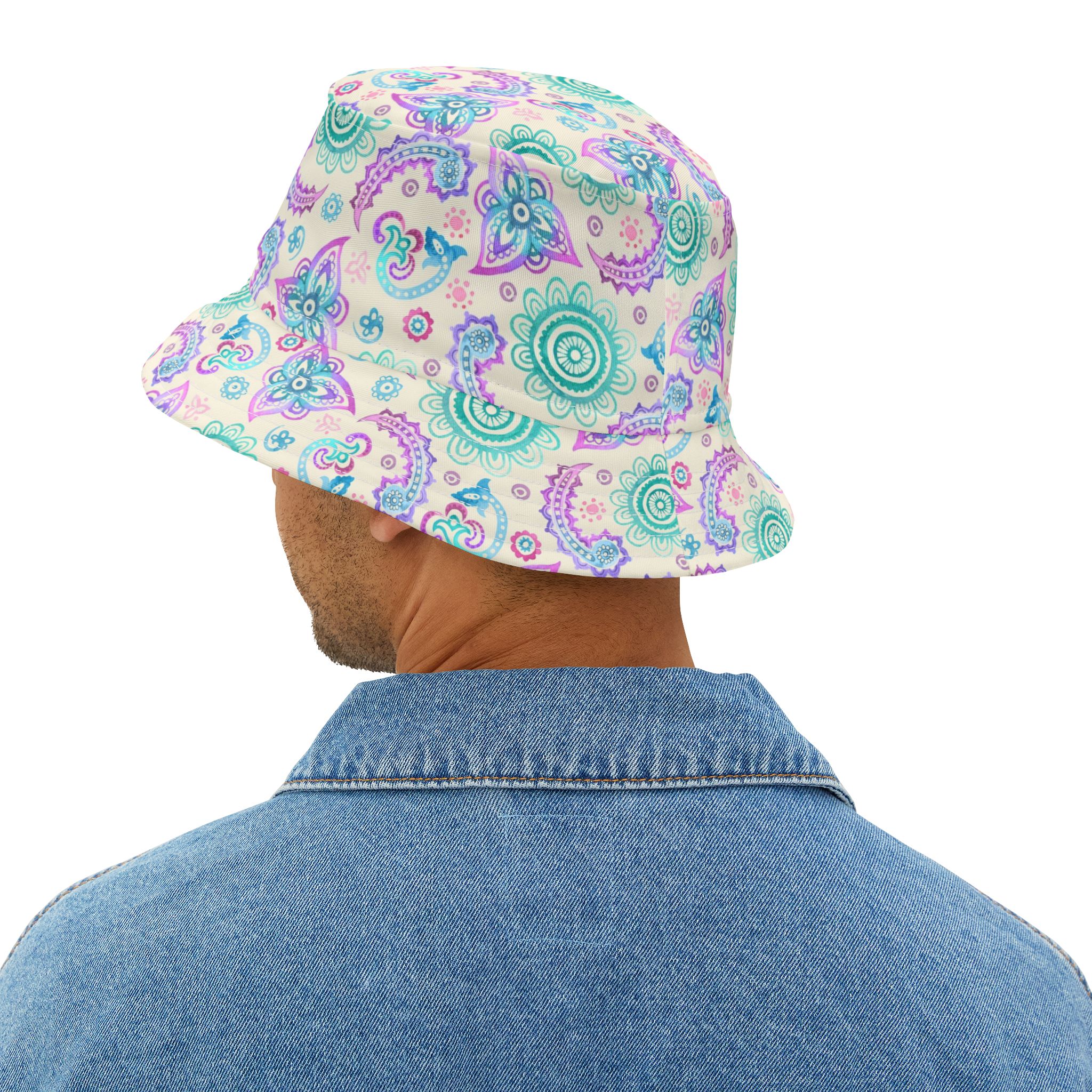 Pastel Paisley Bucket Hat, Soft Boho Tie-Dye Vibes for Spring & Summer - Image 8