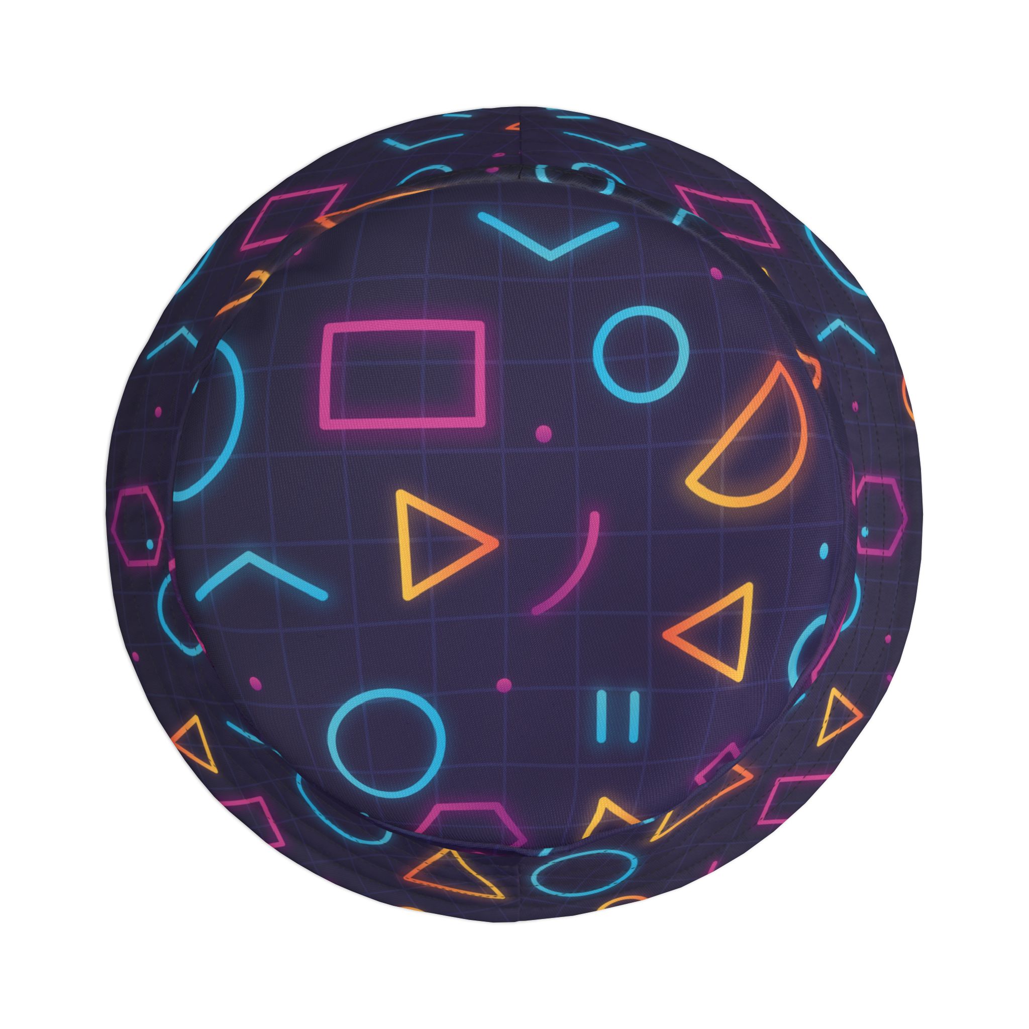 Neon Glow Geometric Bucket Hat, Vaporwave 80s-Inspired Retro Streetwear - Image 5