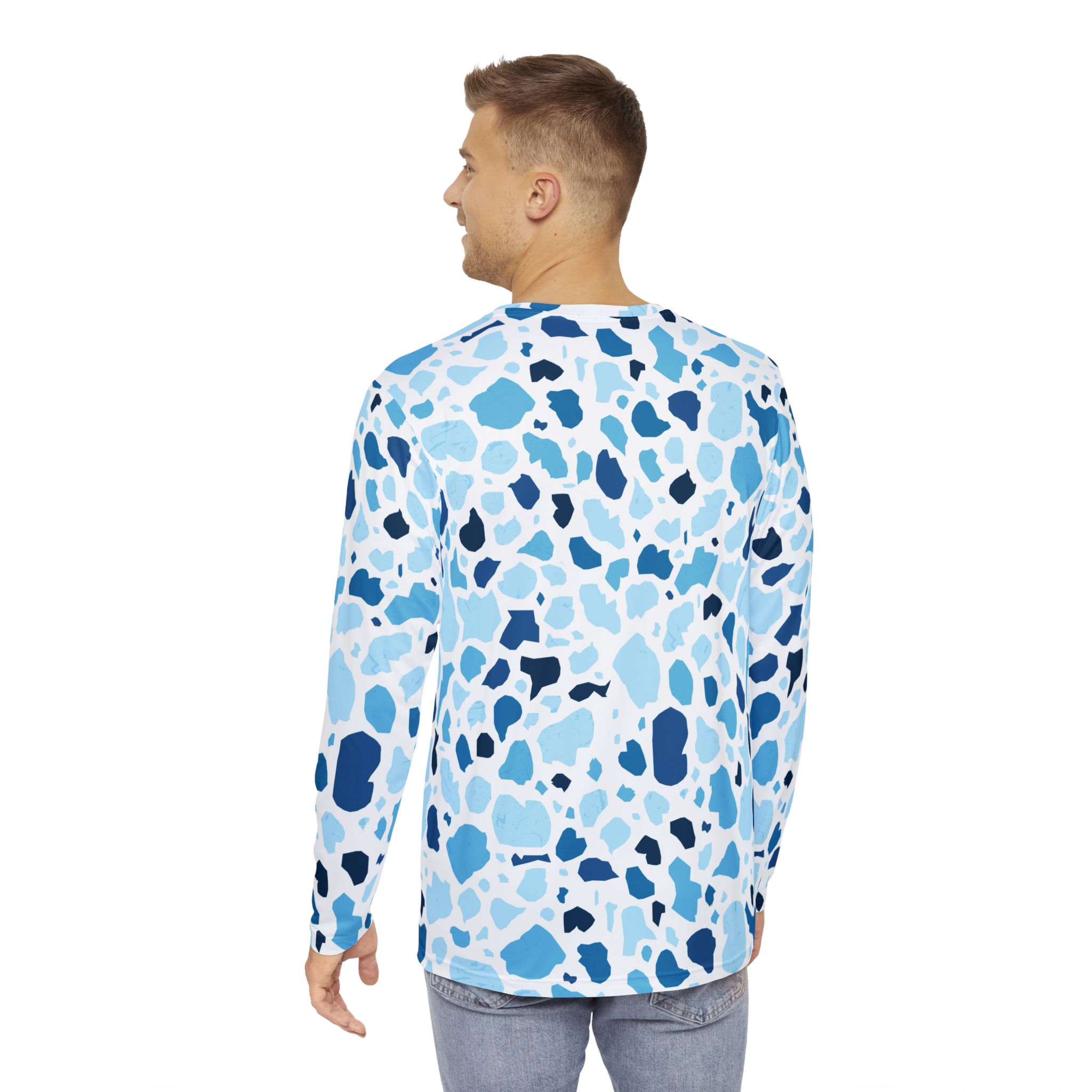Cool Watercolor Pattern Men's Long Sleeve Shirt, Casual Top, Gift for Him, Stylish Shirt, Everyday Wear, Summer Shirt - Image 5