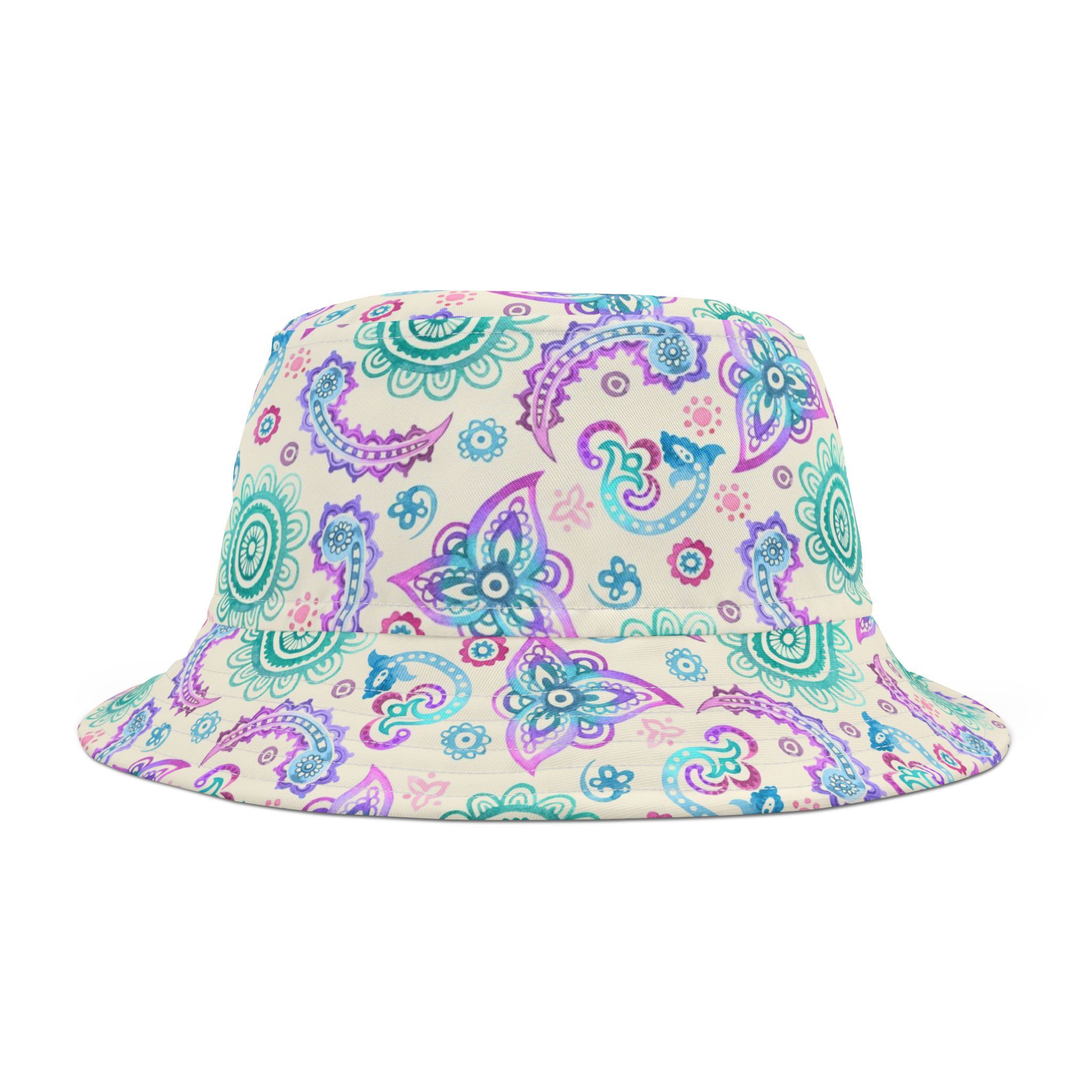 Pastel Paisley Bucket Hat, Soft Boho Tie-Dye Vibes for Spring & Summer - Image 4