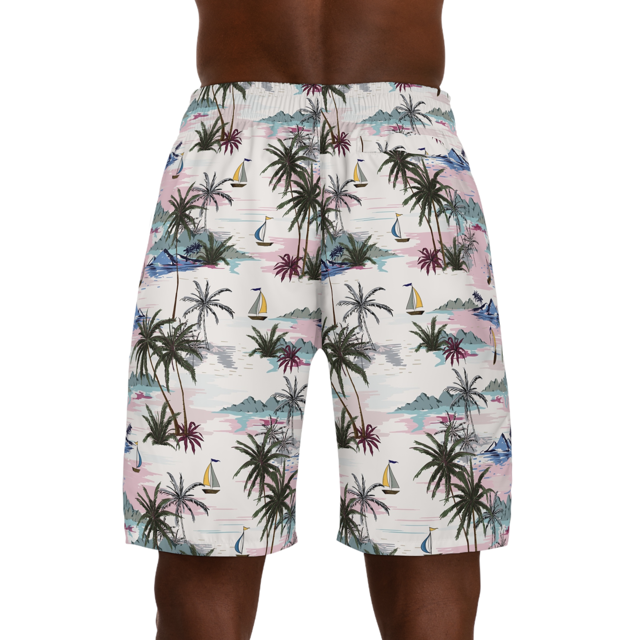 Tropical Print Jogger Shorts for Men - Beachwear, Summer Casuals, Vacation Essential, Relaxed Fit Shorts, AOP Patterned Activewear - Image 4