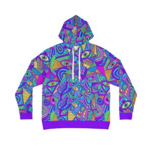 Psychedelic Tribal Hoodie, Neon Graffiti Print, Colorful Streetwear Hoodie, Festival Rave Hoodie, Bold Music Lover Gift, Trippy Pullover