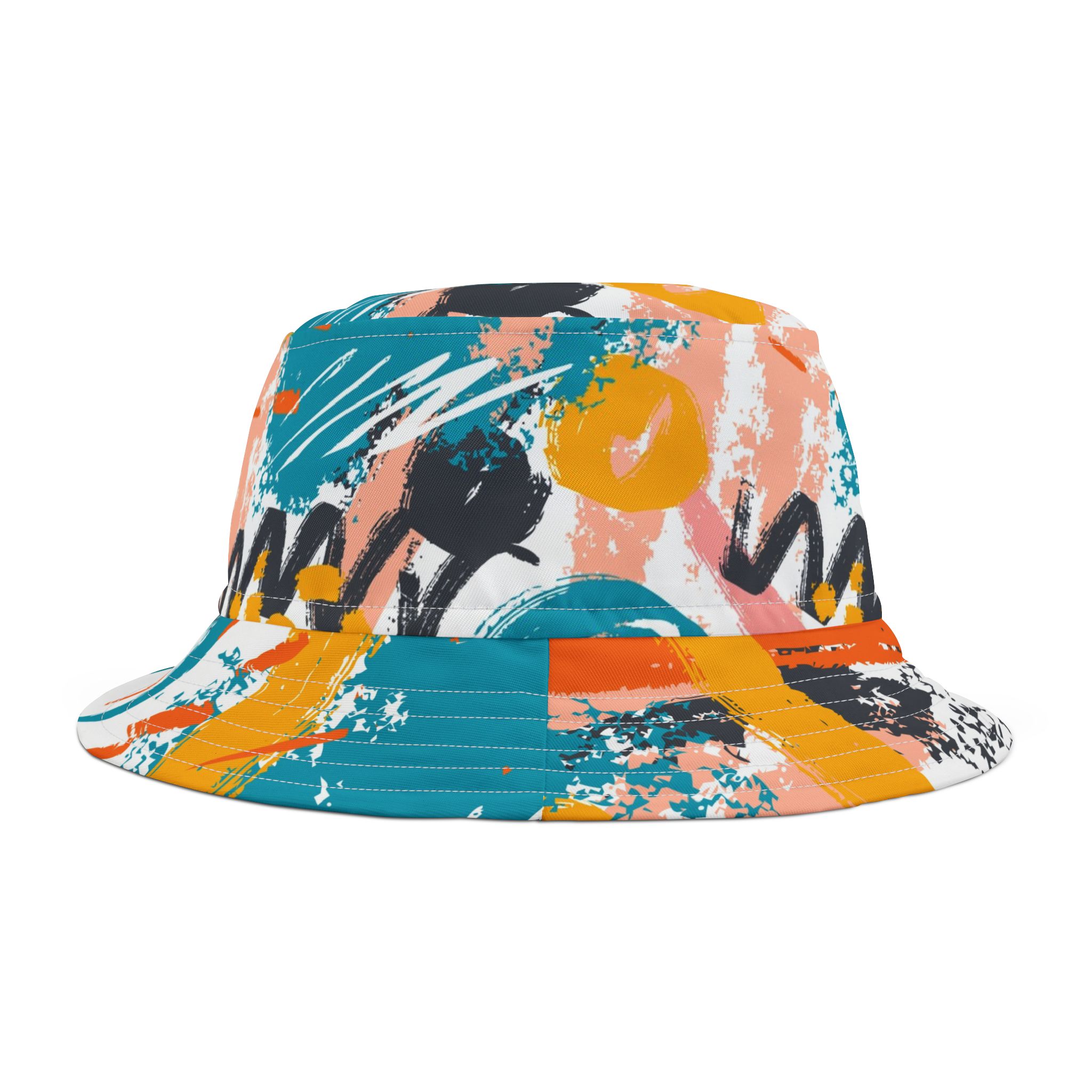 Abstract Graffiti Bucket Hat, Bold Streetwear Style, Colorful Unisex Summer Hat