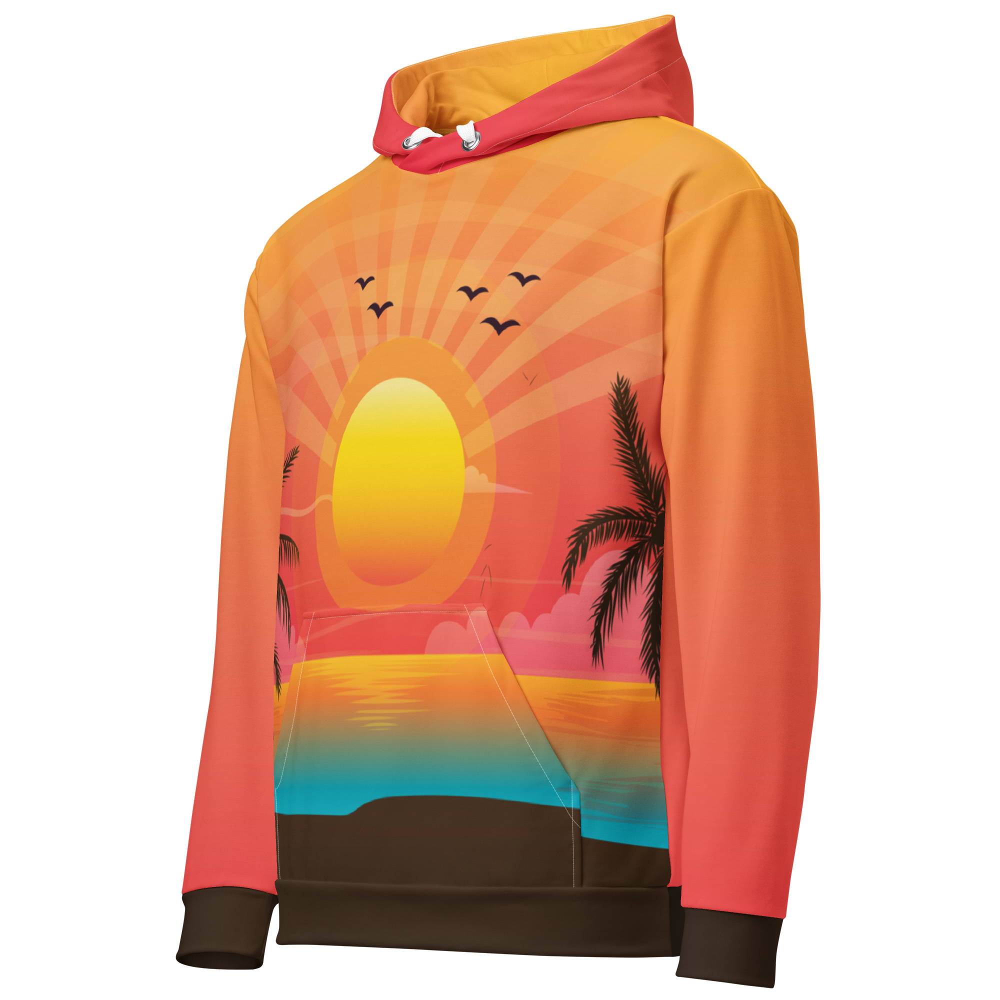 Beach Sunset Hoodie, Tropical Florida Style with Bright Orange and Yellow Summer Vibes - Image 5