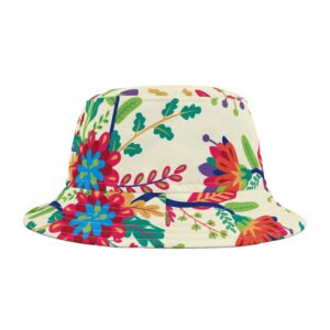 Colorful Folk Floral Bucket Hat, Boho Garden Pattern Hat