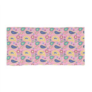 Retro Paisley Beach Towel – Pink Boho Dream with Vibrant 70s Flair