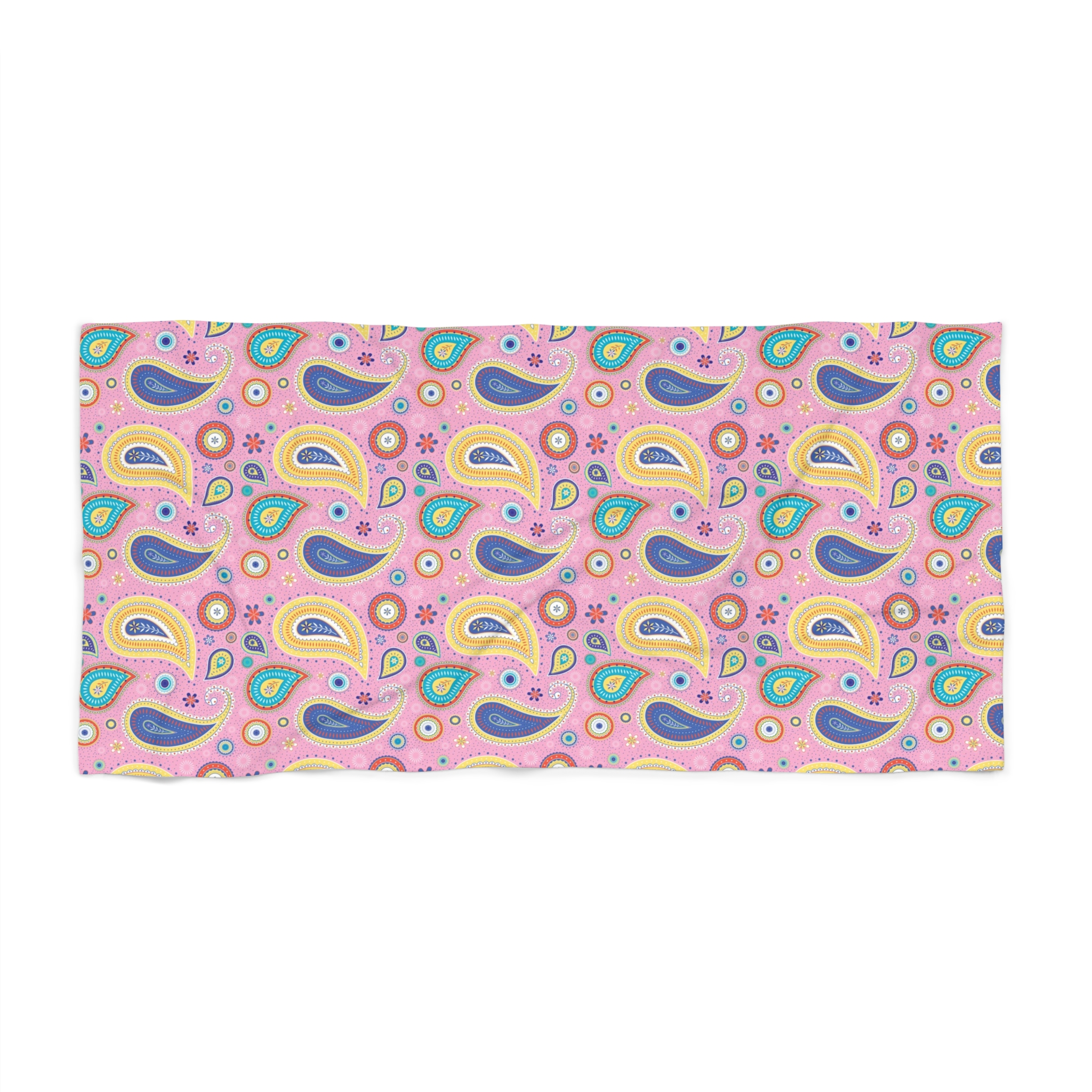 Retro Paisley Beach Towel – Pink Boho Dream with Vibrant 70s Flair