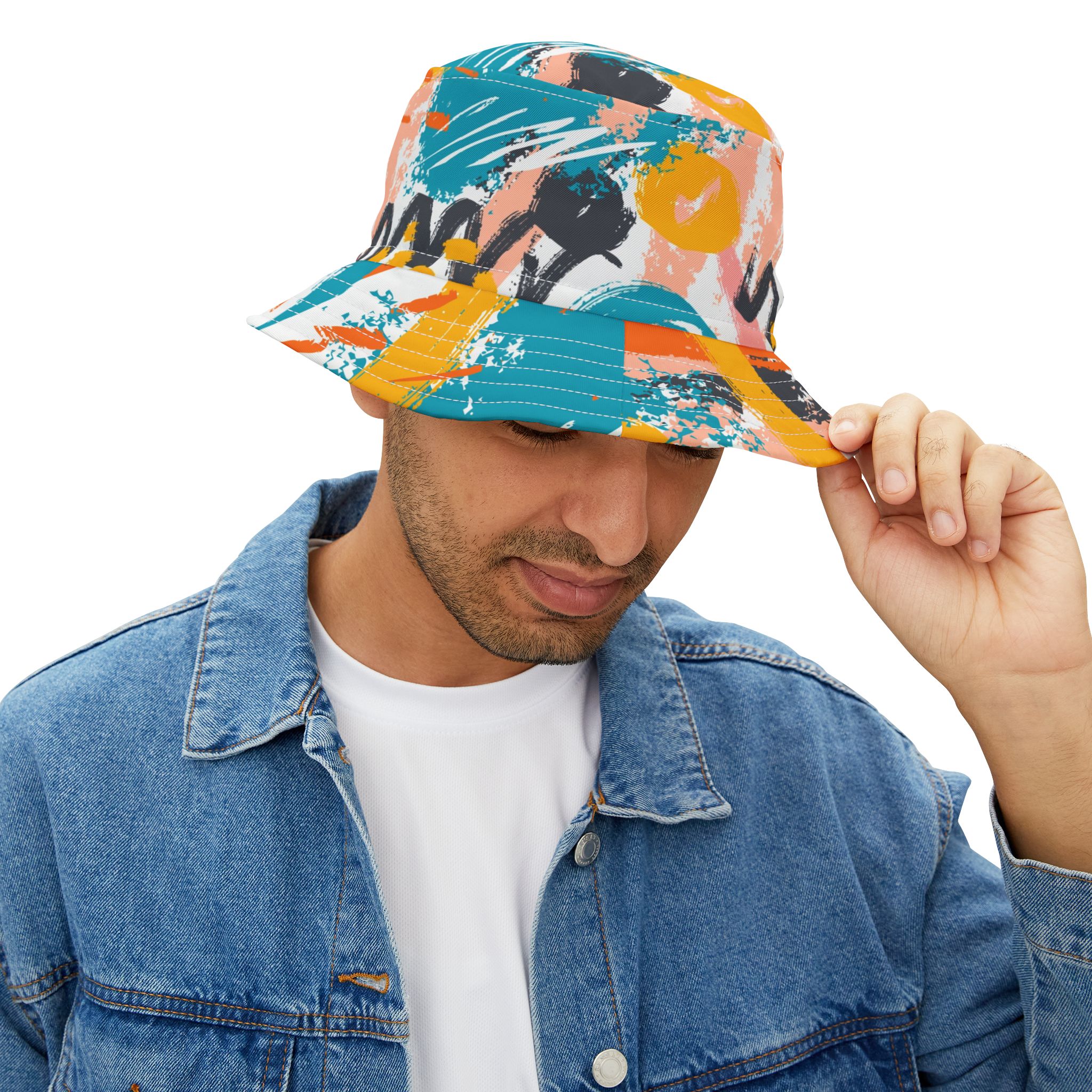 Abstract Graffiti Bucket Hat, Bold Streetwear Style, Colorful Unisex Summer Hat - Image 6