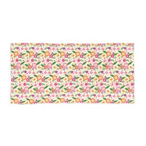 Bright Floral Beach Towel, Colorful Summer Garden Print for Beach & Pool Days