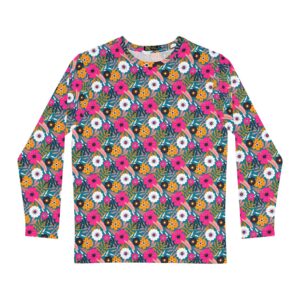 Tropical Bloom Men's Long Sleeve Shirt - Perfect for Spring and Summer, Trendy Fashion, Eco-Friendly Style