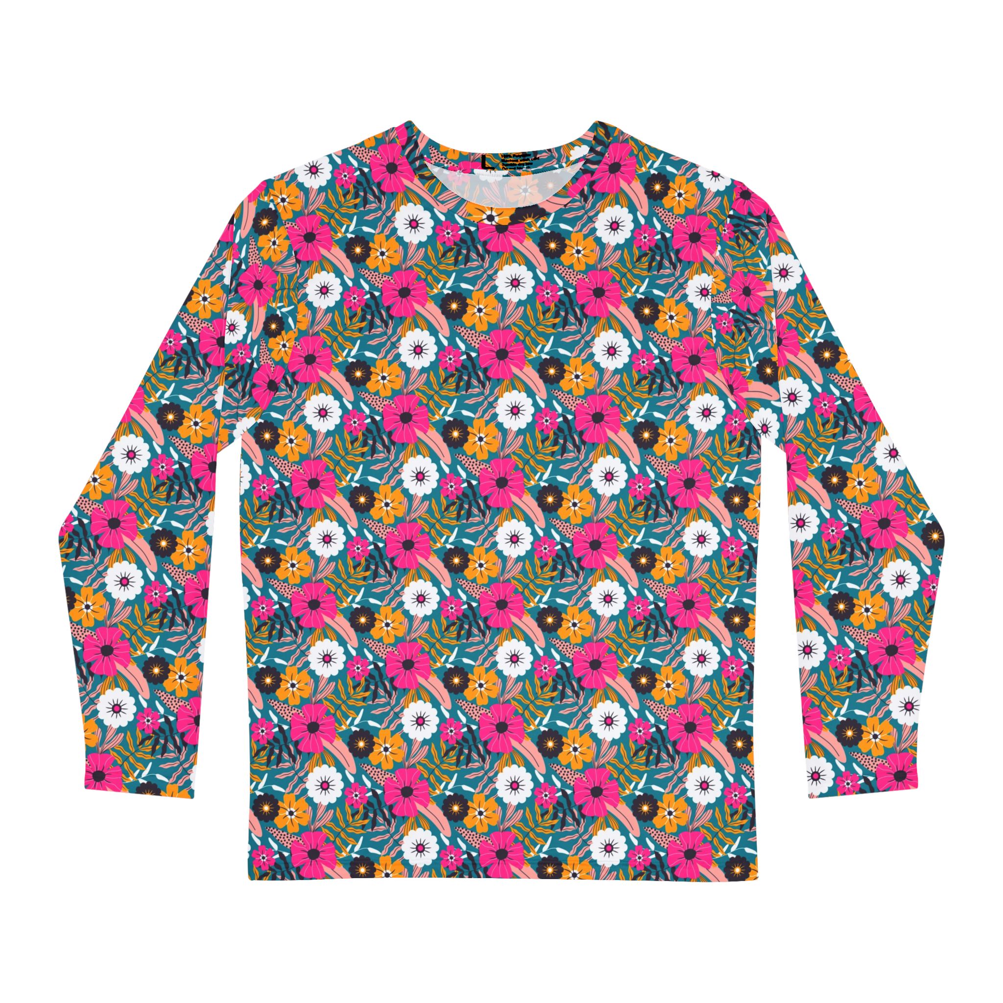 Tropical Bloom Men's Long Sleeve Shirt - Perfect for Spring and Summer, Trendy Fashion, Eco-Friendly Style