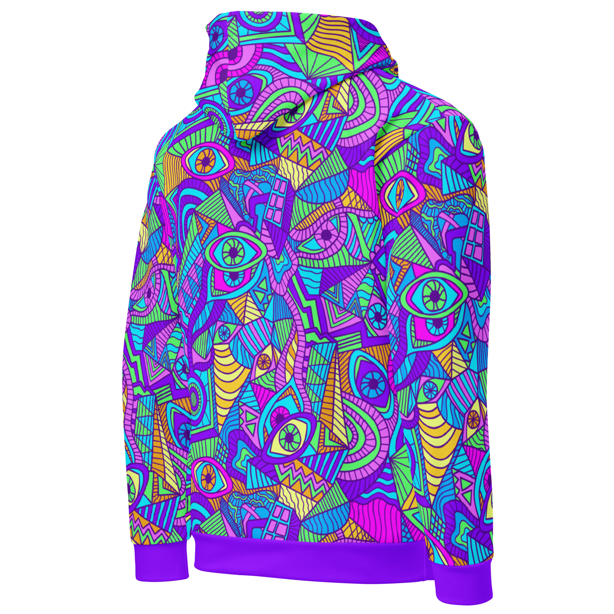 Psychedelic Tribal Hoodie, Neon Graffiti Print, Colorful Streetwear Hoodie, Festival Rave Hoodie, Bold Music Lover Gift, Trippy Pullover - Image 7