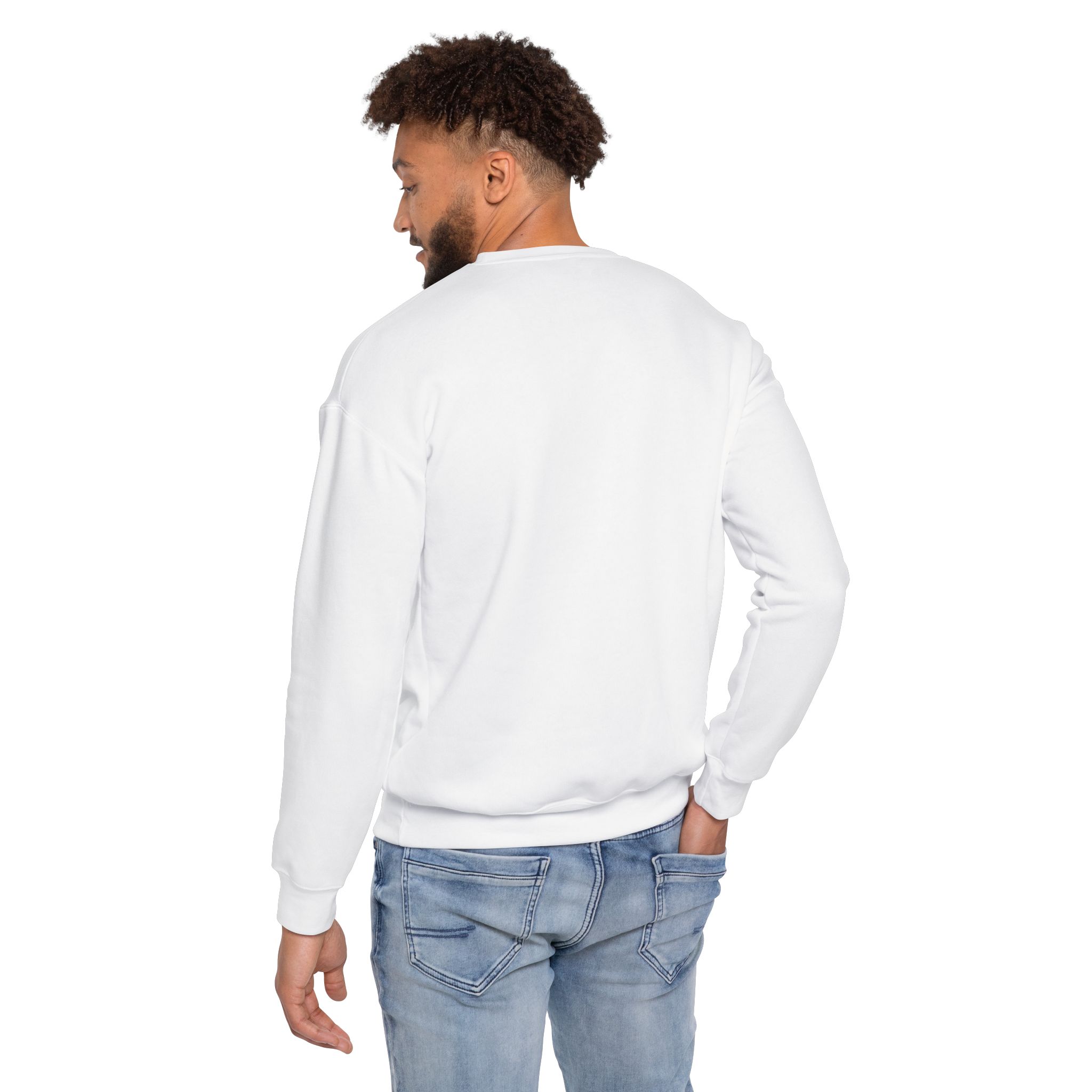 Minimalist White Sweatshirt, NB Unisex Crewneck, Casual Streetwear - Image 5