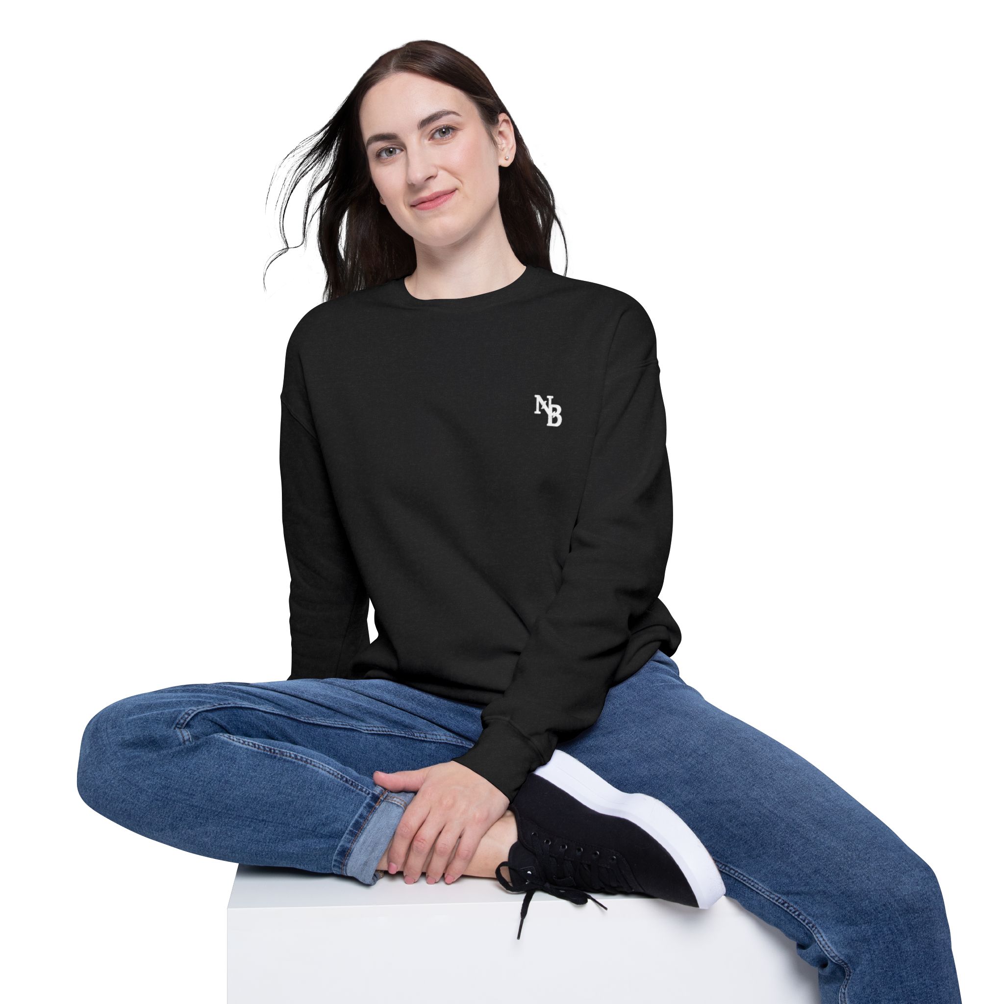Minimalist White Sweatshirt, NB Unisex Crewneck, Casual Streetwear - Image 7