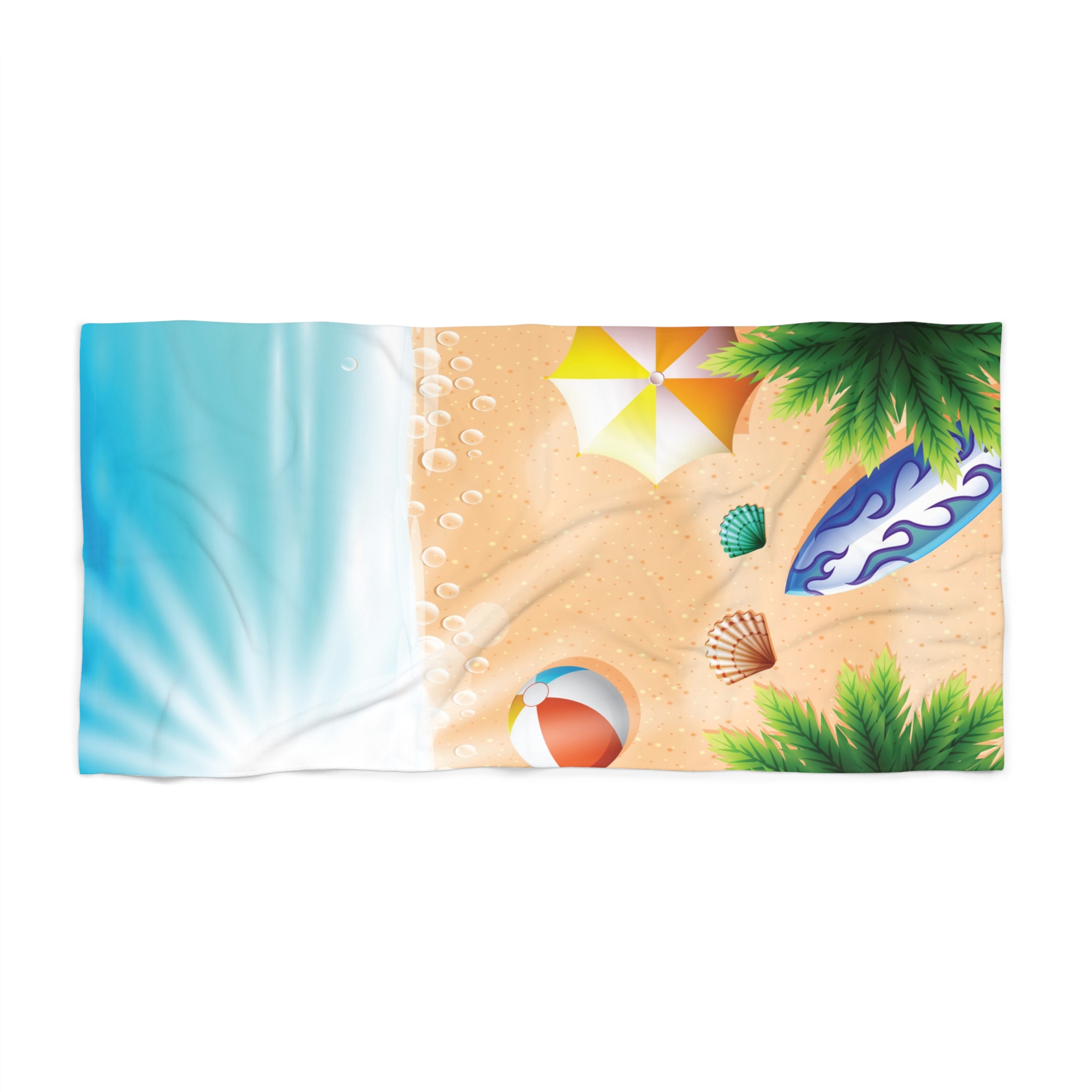 Summer Beach Scene Towel, Colorful Ocean Print, Soft & Quick-Dry, Pool & Vacation Must-Have