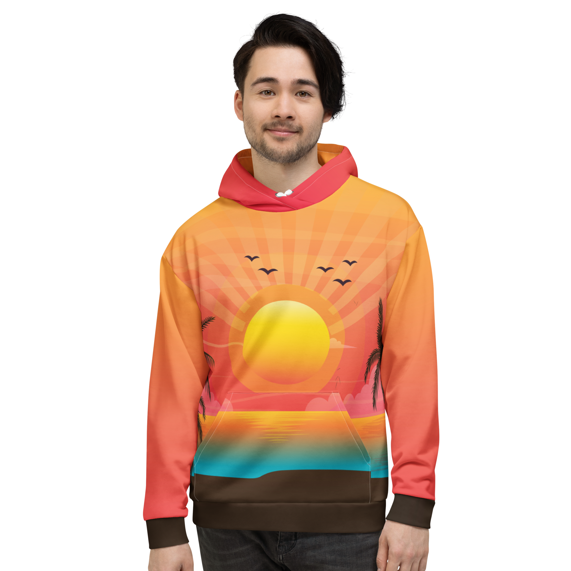 Beach Sunset Hoodie, Tropical Florida Style with Bright Orange and Yellow Summer Vibes - Image 6