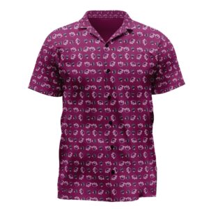 Men’s Purple Leopard Print Hawaiian Camp Shirt, Bold Summer Short Sleeve Button-Up